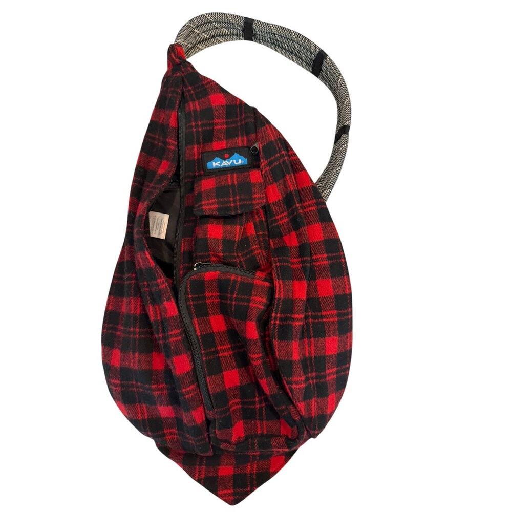 Kavu Crossbody Belt Bag Hiking Plaid red Rope Bag